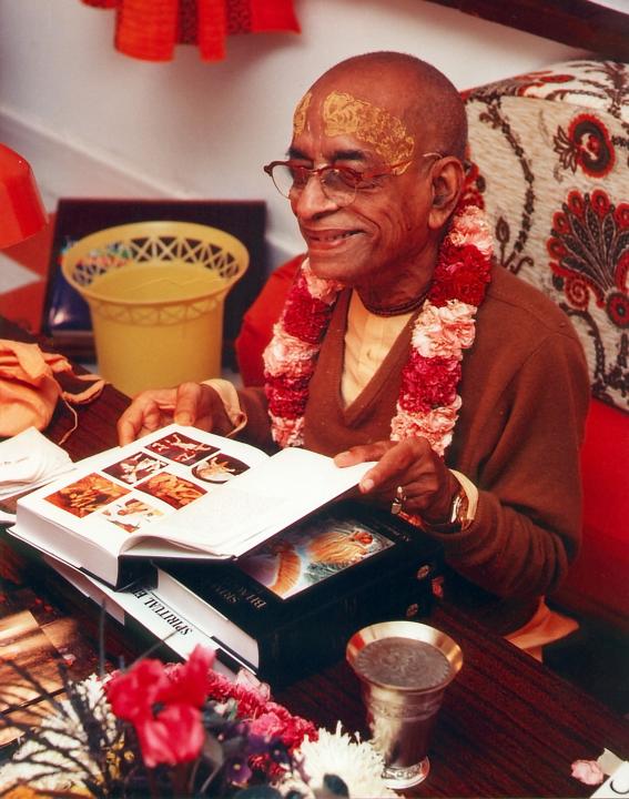 Srila Prabhupada Inspecting Newly Printed Volume of Srimad-Bhagavatam