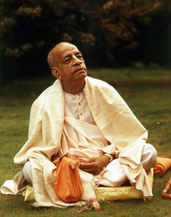 Prabhupada Chanting Japa on the Lawn of Bhaktivedanta Manor, London, England