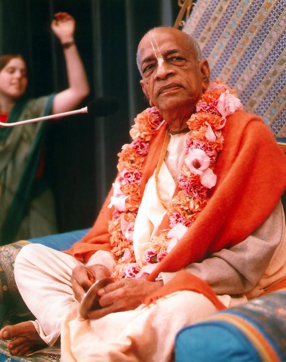 Prabhupada Looks at Radha Krishna Deities in Hare Krishna Temple