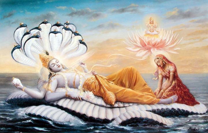 Garbhodakasayi-Vishnu on the bed of Ananta